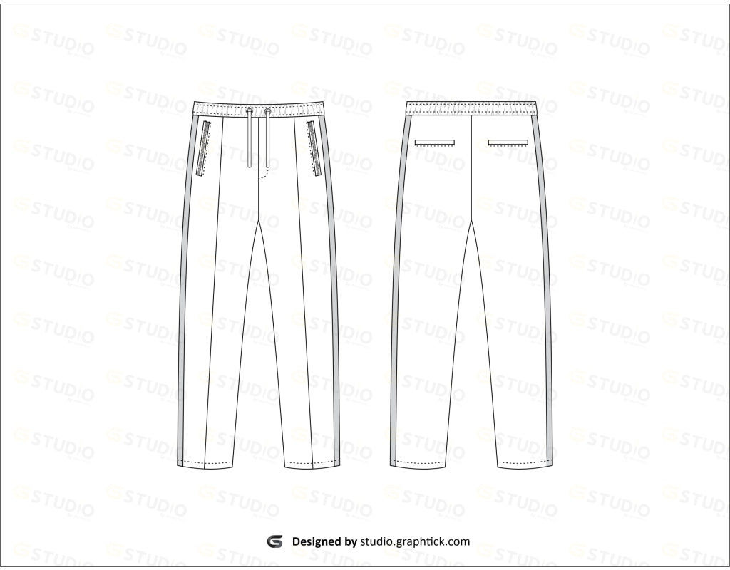 Mens Trackpants Flat Sketch Trackpant