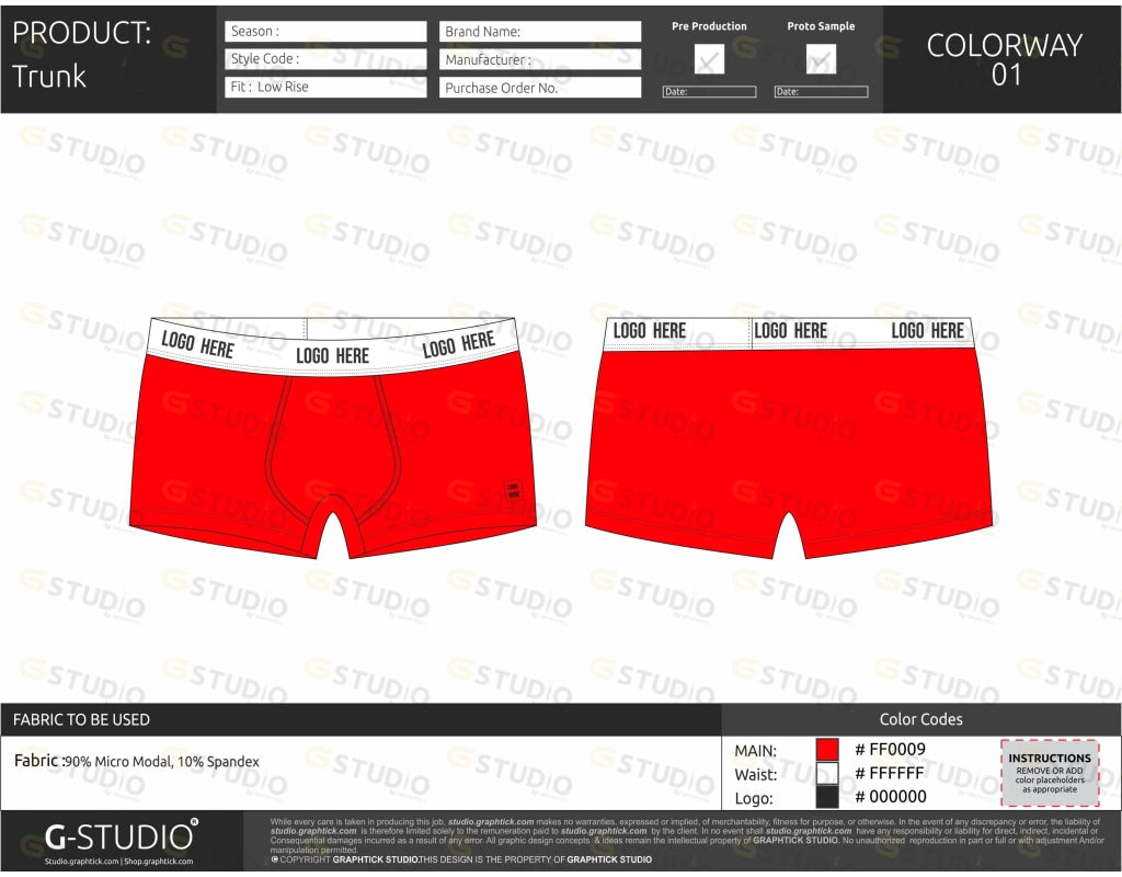 Mens Trunk Tech Pack Template