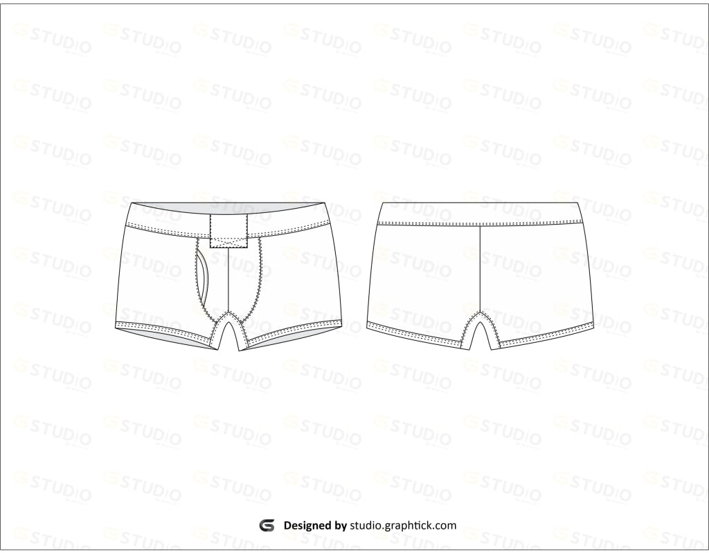 Mens Trunks Flat Sketch
