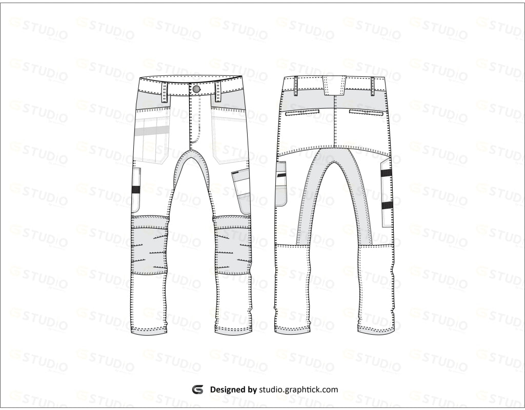 Mens Workwear Pants Flat Sketch
