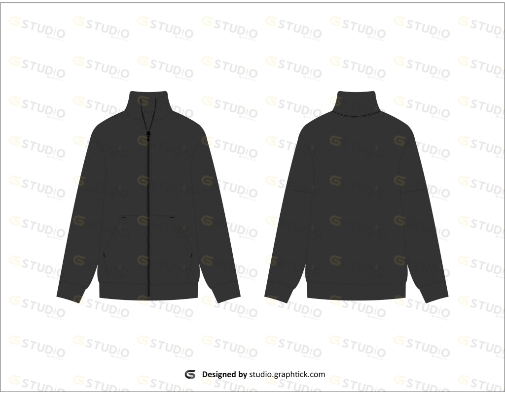 Mens Zipper Jacket Flat Sketch