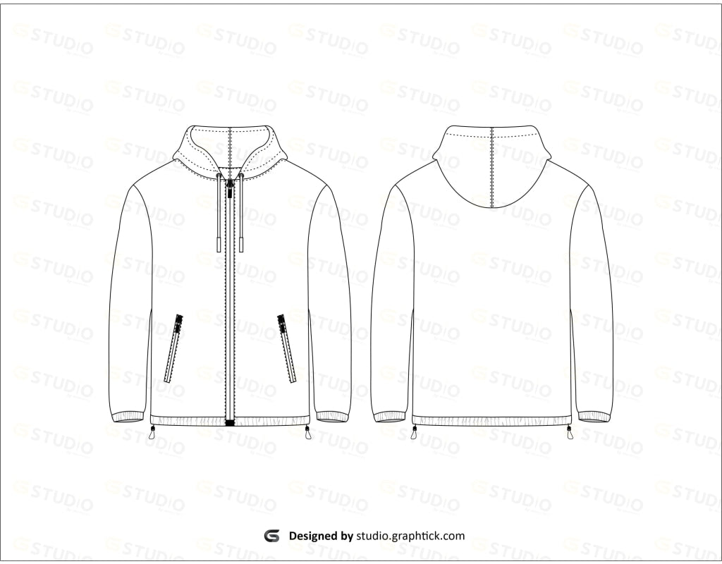 Mens Zipper Jacket Flat Sketch