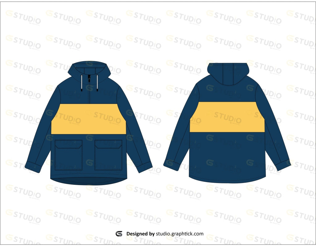 Pouch Jacket Mens Pouch Jacket Flat Sketch