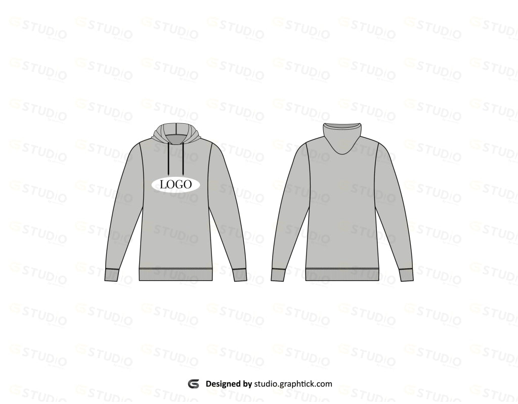 Pullover Hoodie Flat Sketch
