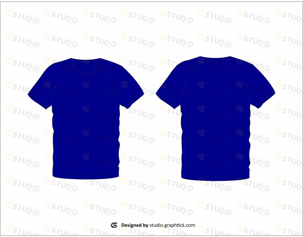 Raglan Sleeve Tee Shirt Flat Sketch Mens