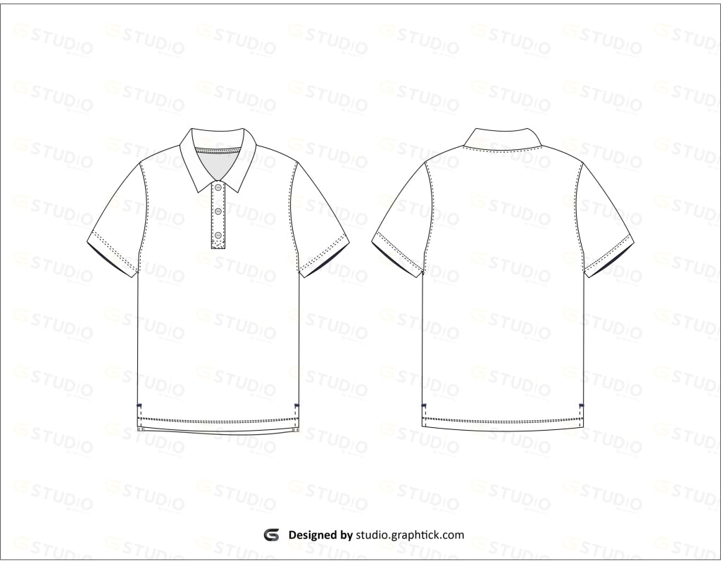 Short Sleeve Polo Shirt Flat Sketch Poloshirt