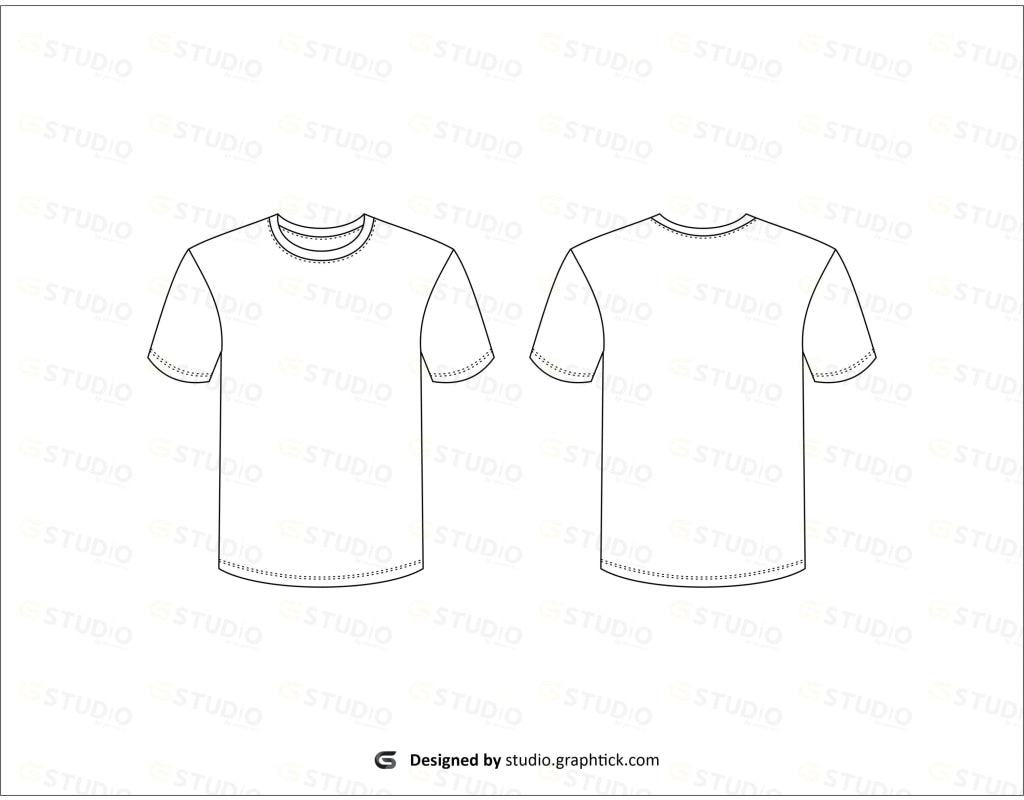 Short Sleeve Tee Shirt Flat Sketch