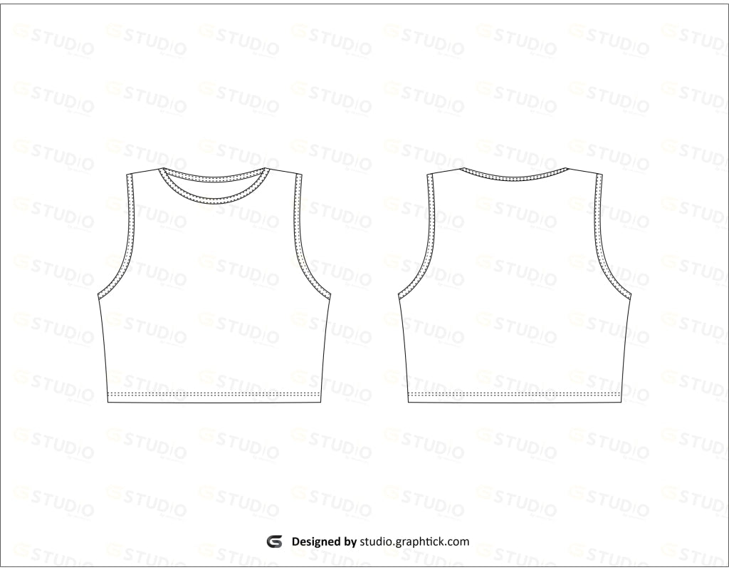 Sleeveless Crop Top Flat Sketch