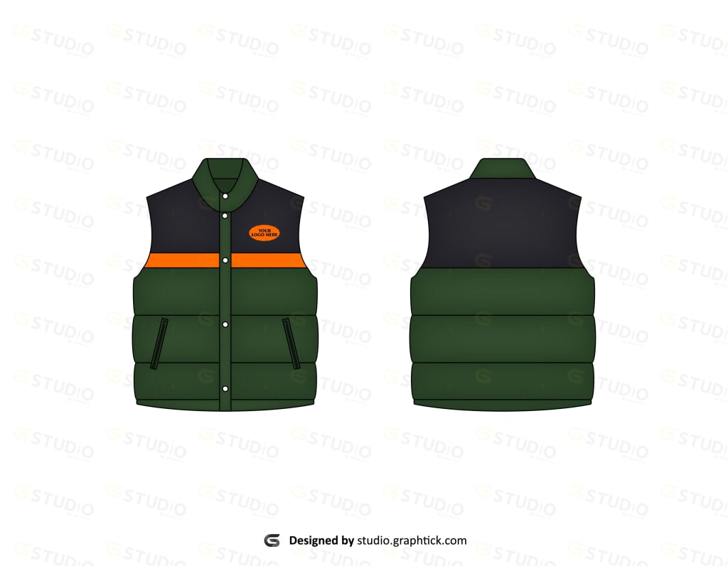 Sleeveless Puffer Vest Flat Sketch