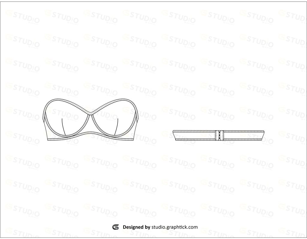 Strapless Underwire Bra Flat Sketch Bras