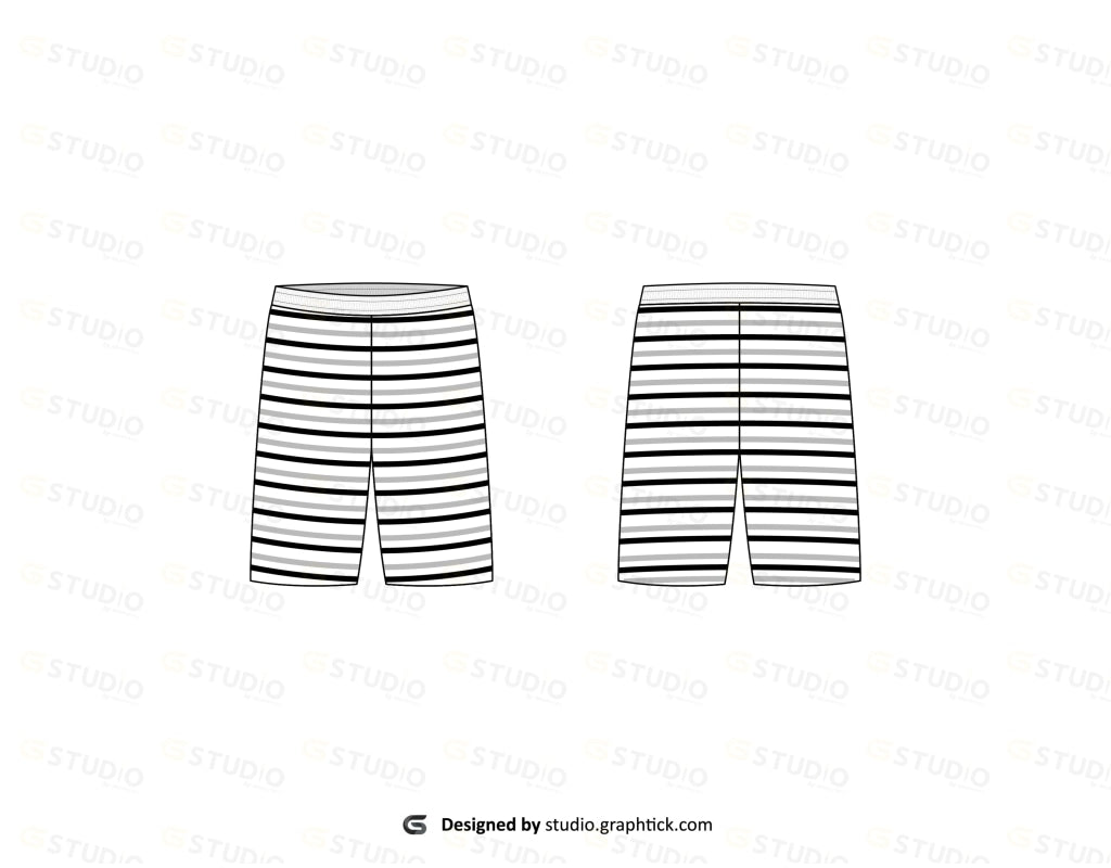 Stripe Shorts Flat Sketch
