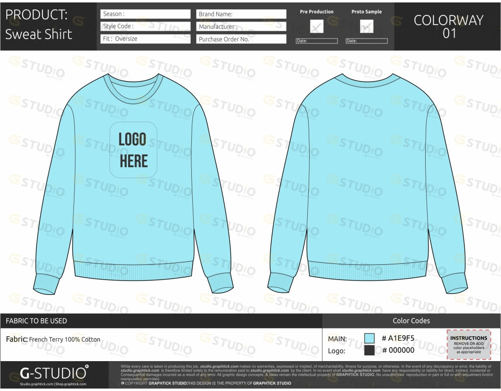 Sweatshirt Tech Pack Template
