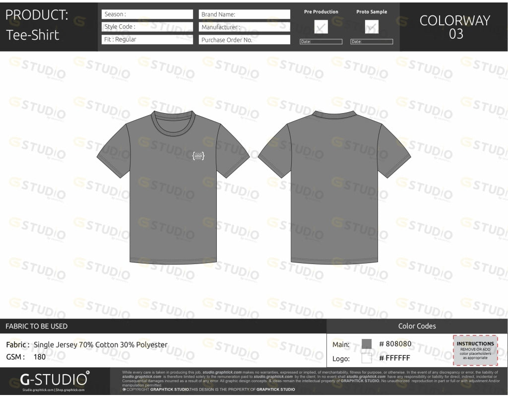 Tee Shirt Tech Pack Template