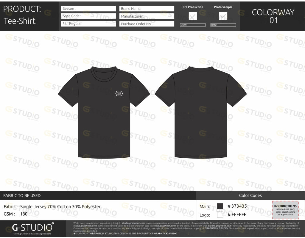 Tee Shirt Tech Pack Template