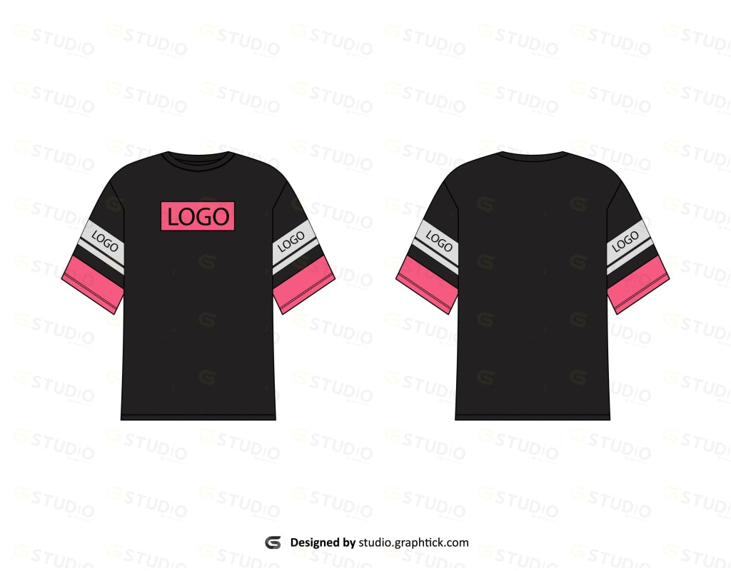 Unisex Drop Shoulder Tee Shirt Flat Sketch