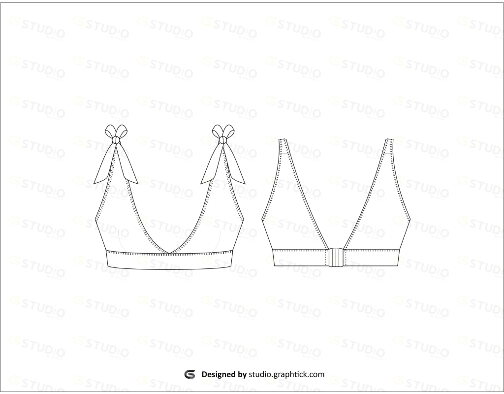 V Neck Bralette Flat Sketch Bras