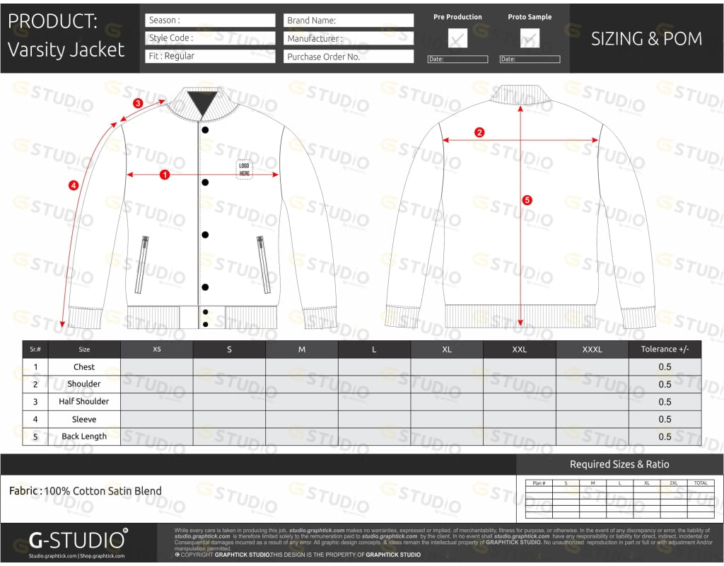 Varsity Jacket Tech Pack Template Varisty