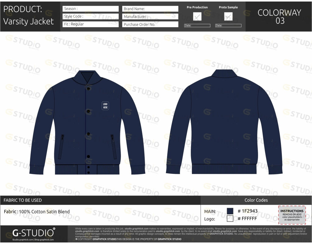 Varsity Jacket Tech Pack Template Varisty