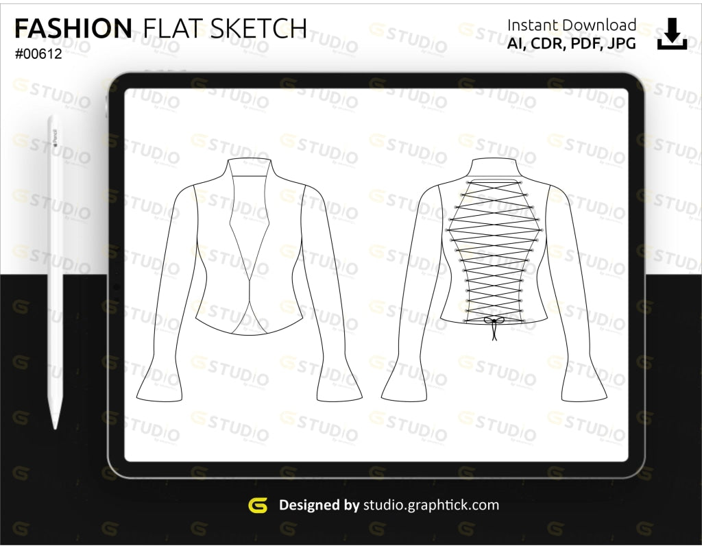 Womens Bell Sleeve Shirt Flat Sketch