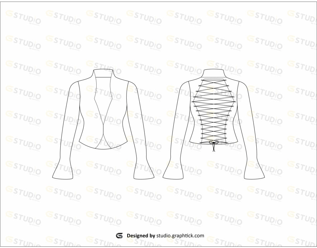 Womens Bell Sleeve Shirt Flat Sketch
