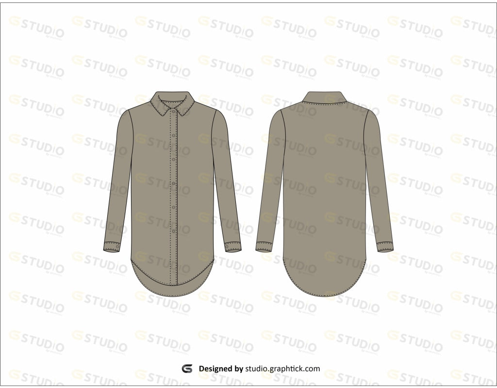 Womens Button Down Shirt Flat Sketch