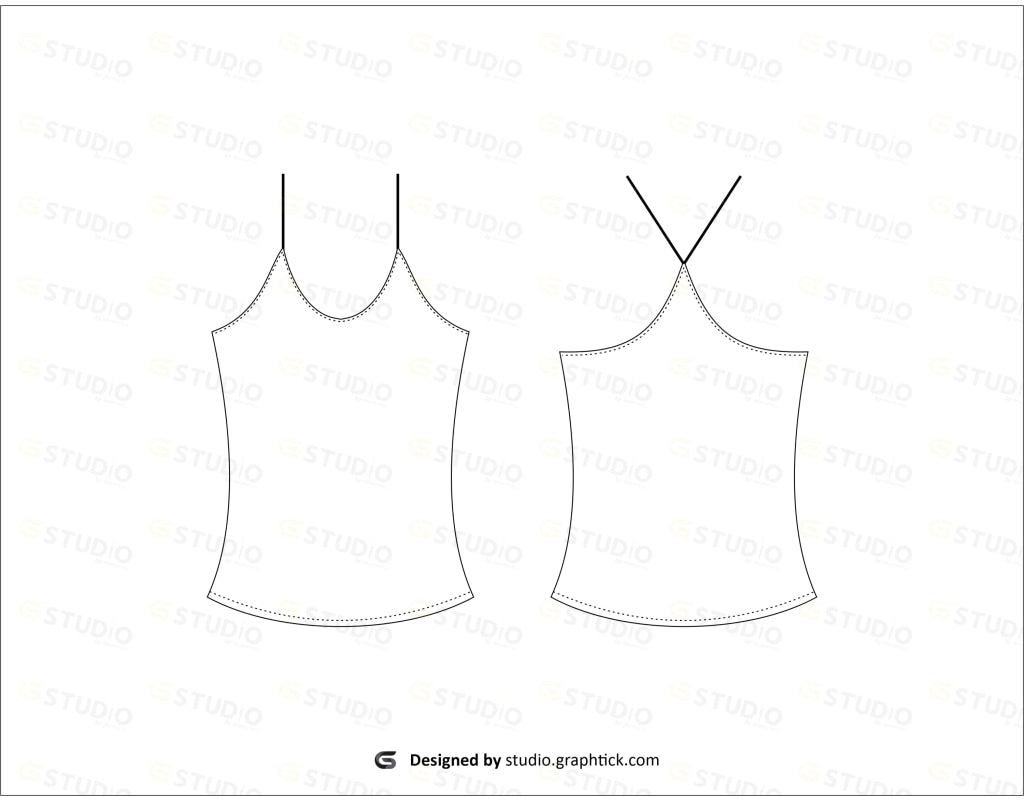 Womens Camisole Tops Flat Sketch