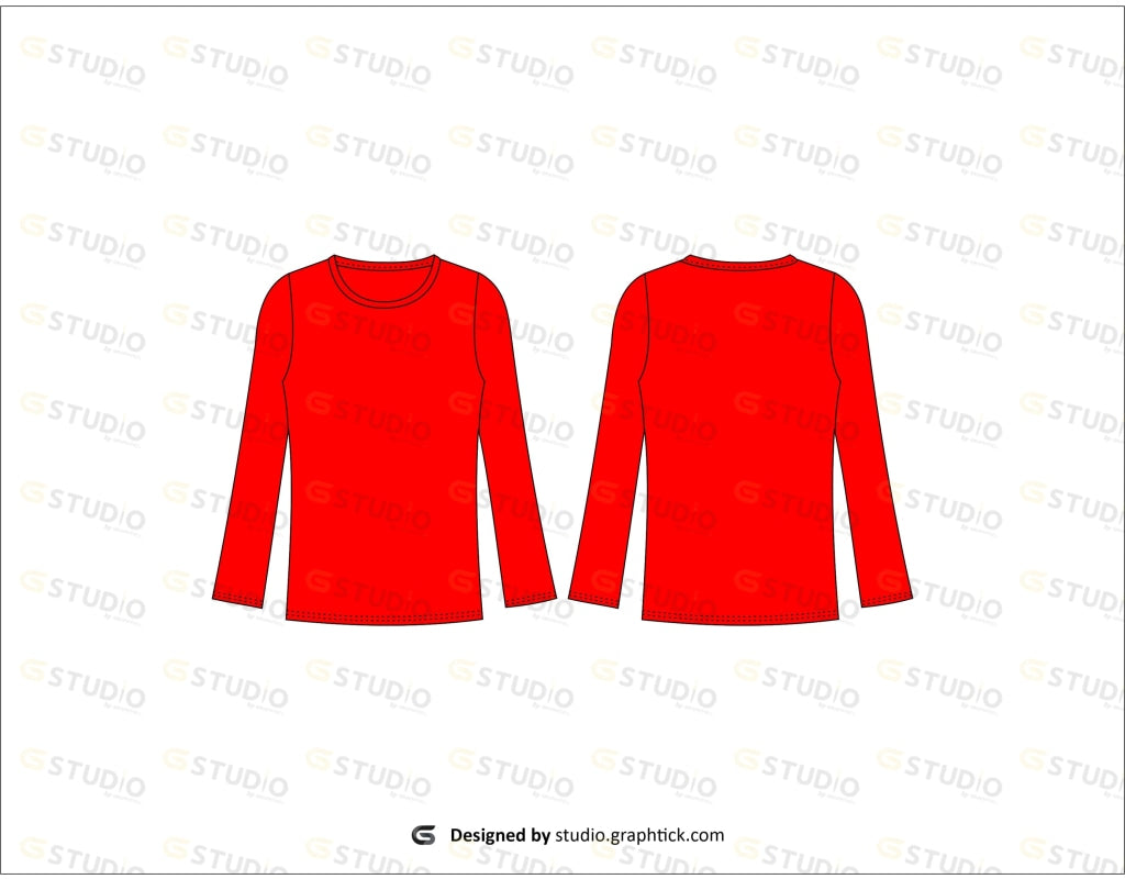 Womens Crew Neck Full Sleeve Sweat Shirt Flat Sketch Sweatshirt