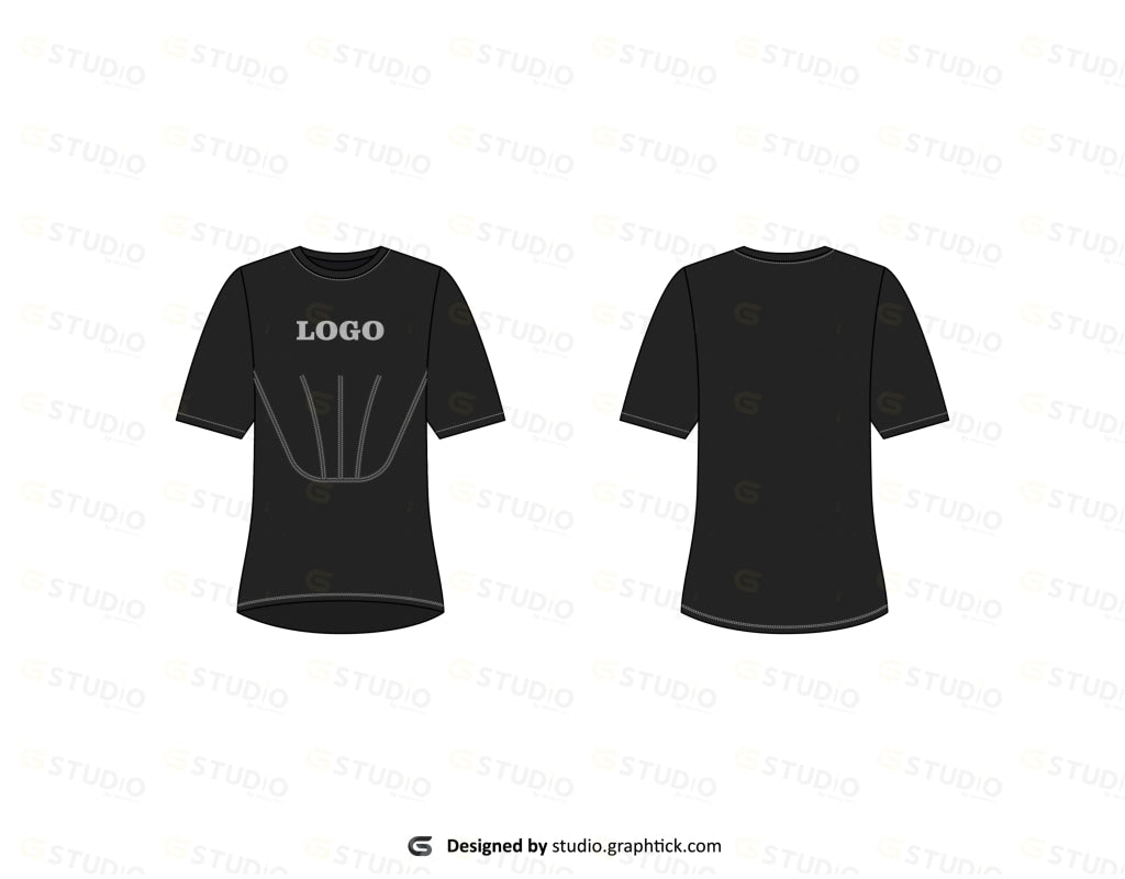 Womens Crew Neck Tee Shirt Flat Sketch
