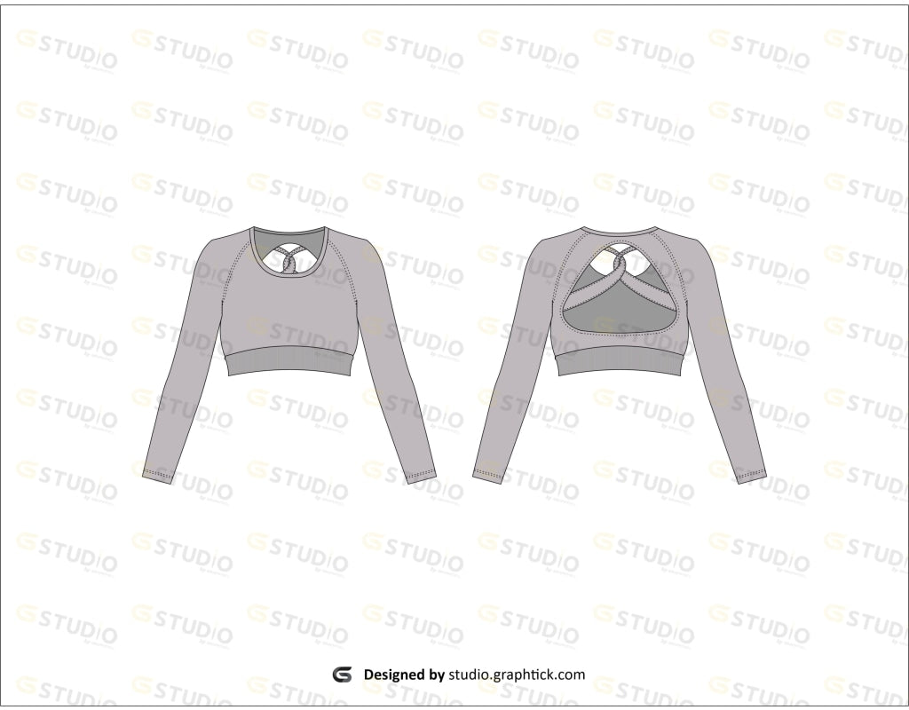 Womens Crop Top Flat Sketch