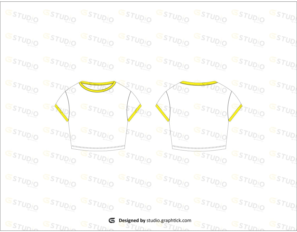 Womens Crop Top Shirt Flat Sketch Cropped Tee