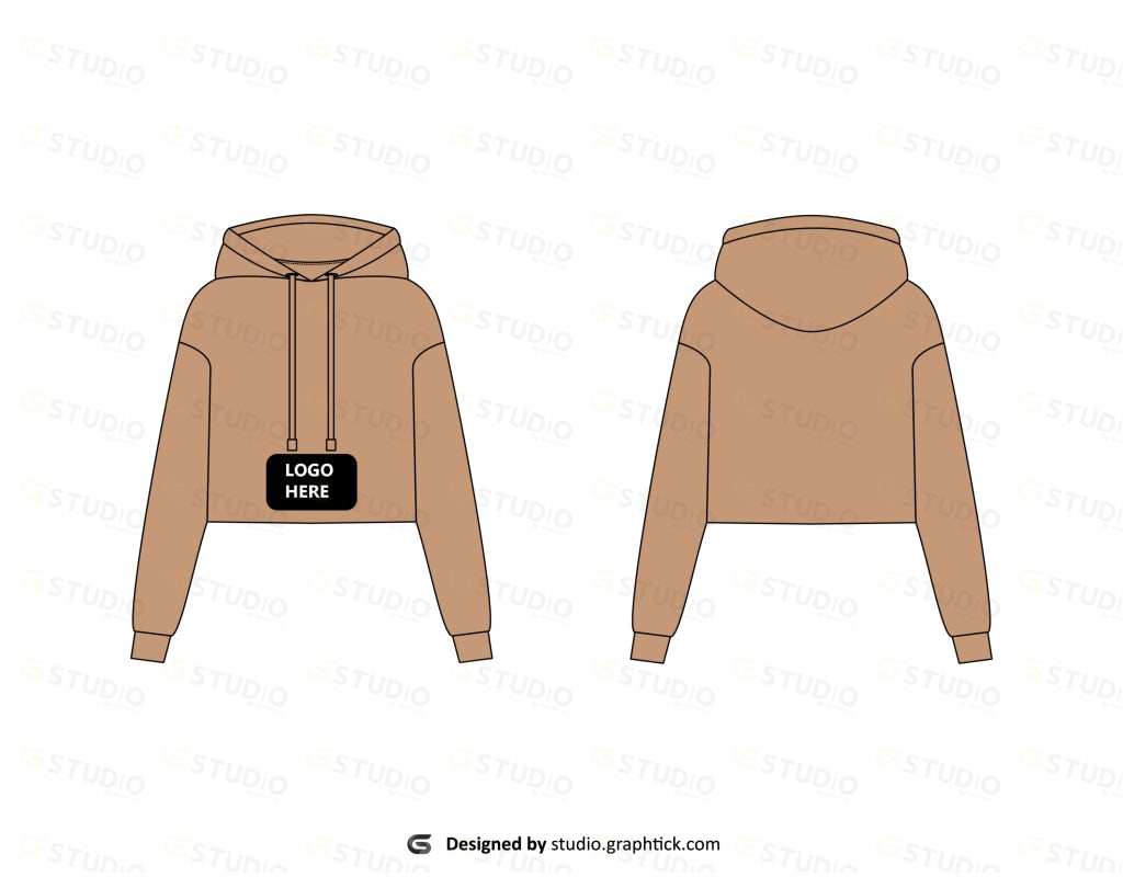 Womens Cropped Hoodie Flat Sketch