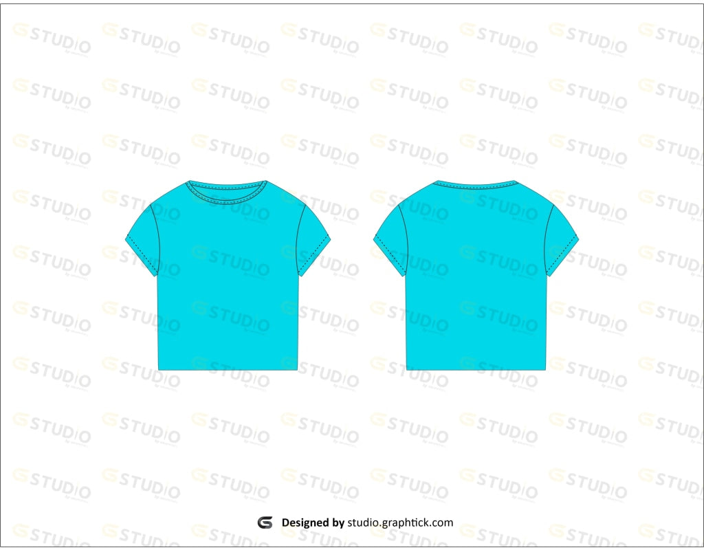 Womens Cropped Tee Shirt Flat Sketch