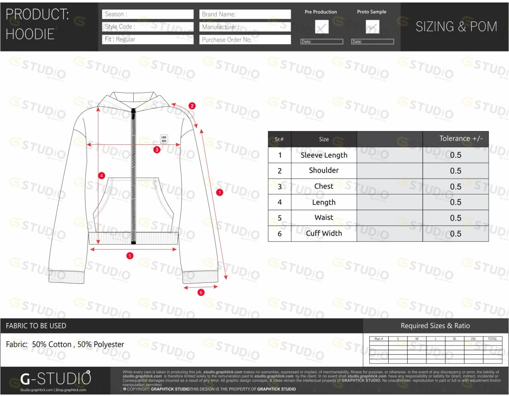 Womens Cropped Zipper Hoodie Tech Pack Template