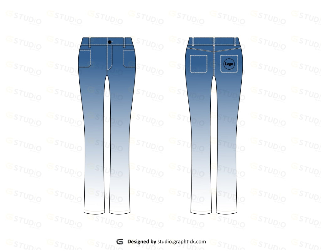 Womens Denim Jeans Flat Sketch