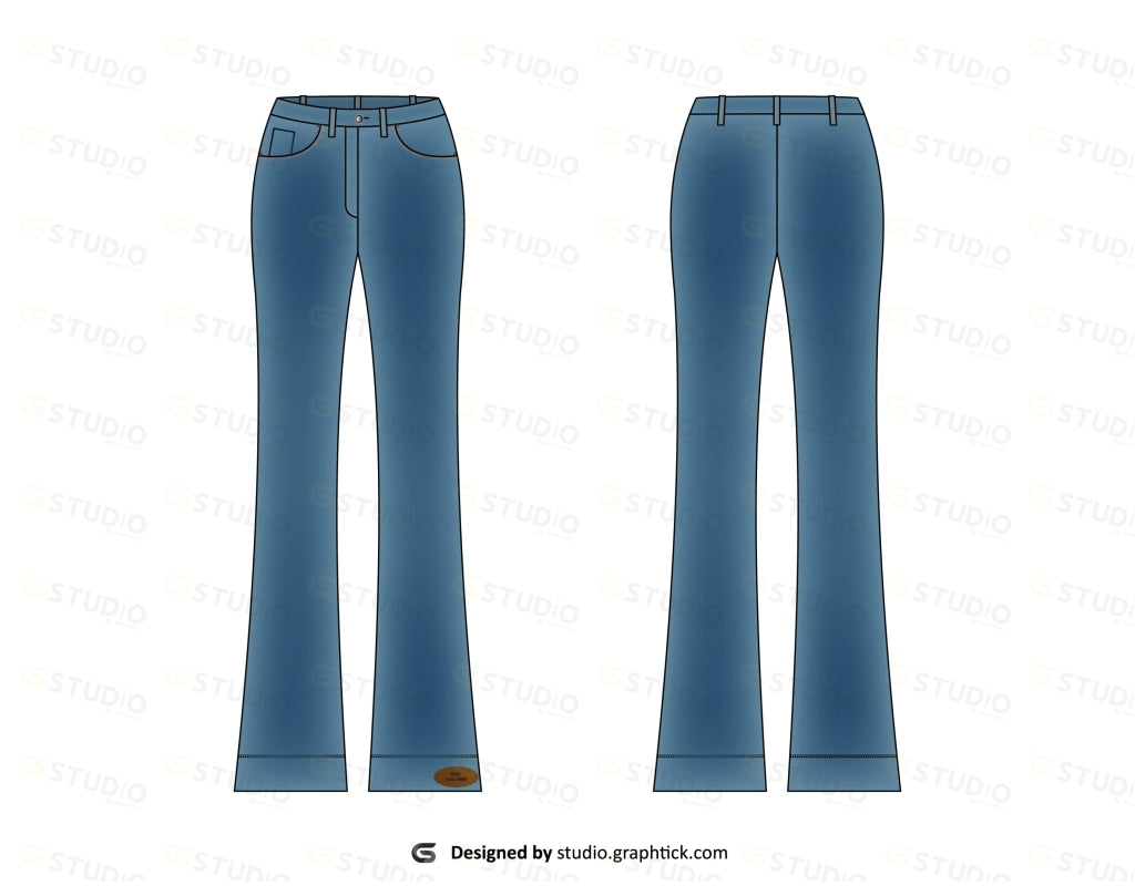 Womens Denim Pants Flat Sketch