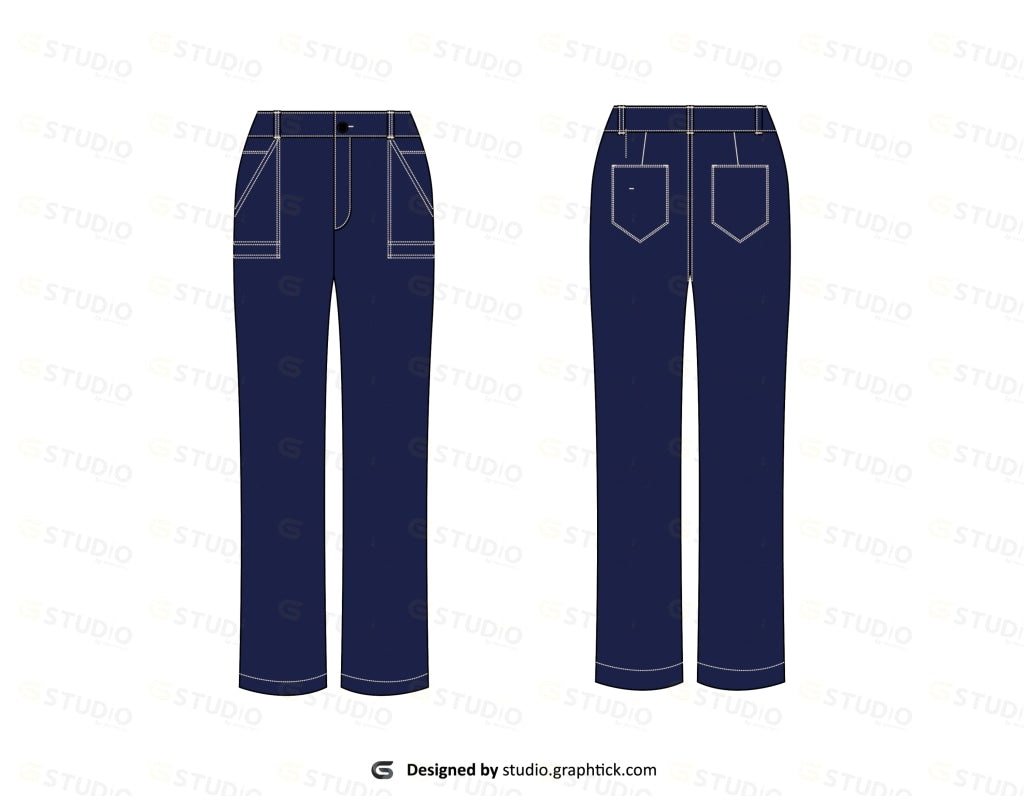 Womens Denim Pants Flat Sketch
