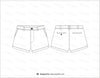 Womens Denim Shorts Flat Sketch Shorts