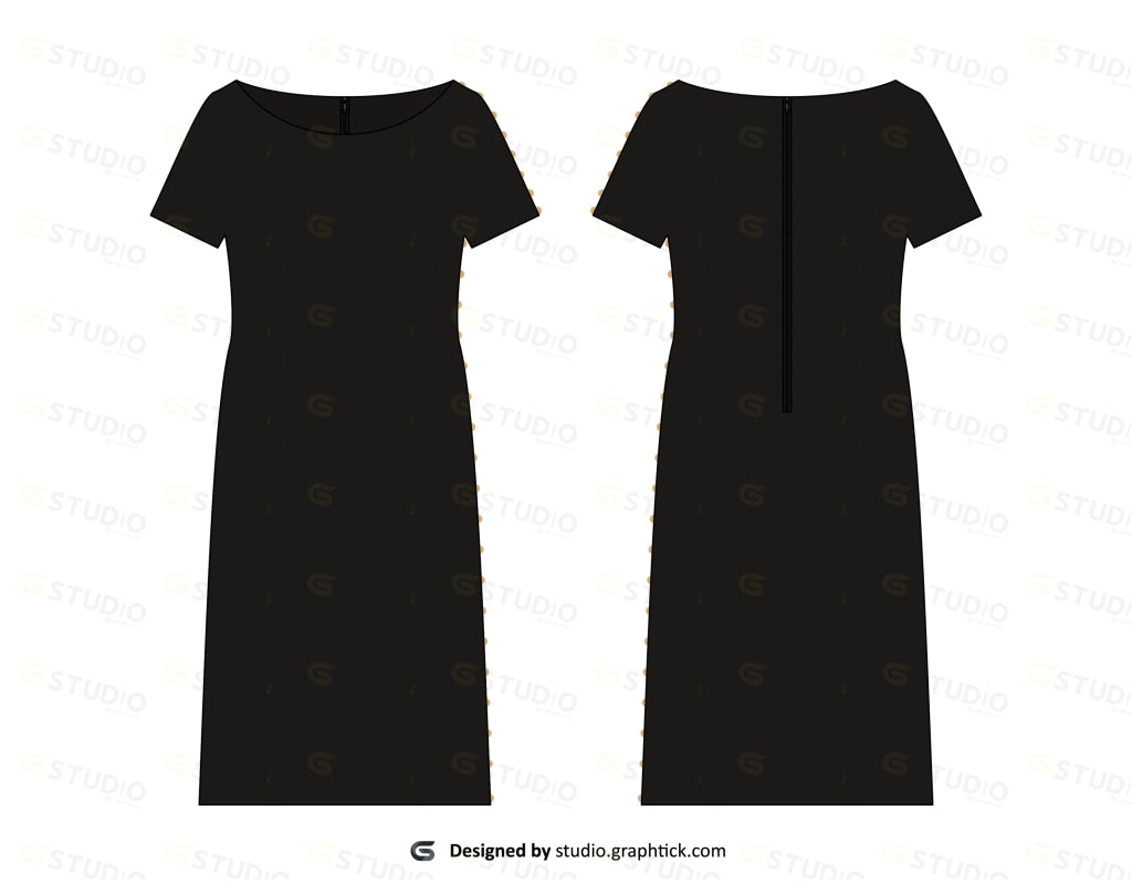 Womens Dress Flat Sketch Dress