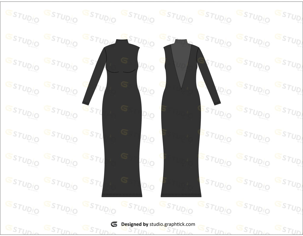 Womens Dress Flat Sketch Dress