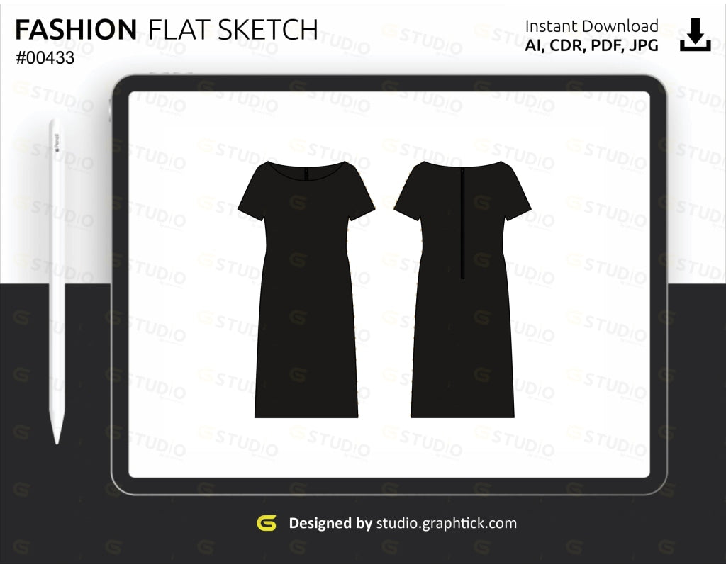 Womens Dress Flat Sketch Dress