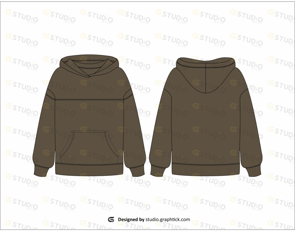 Womens Drop Shoulder Hoodie Flat Sketch