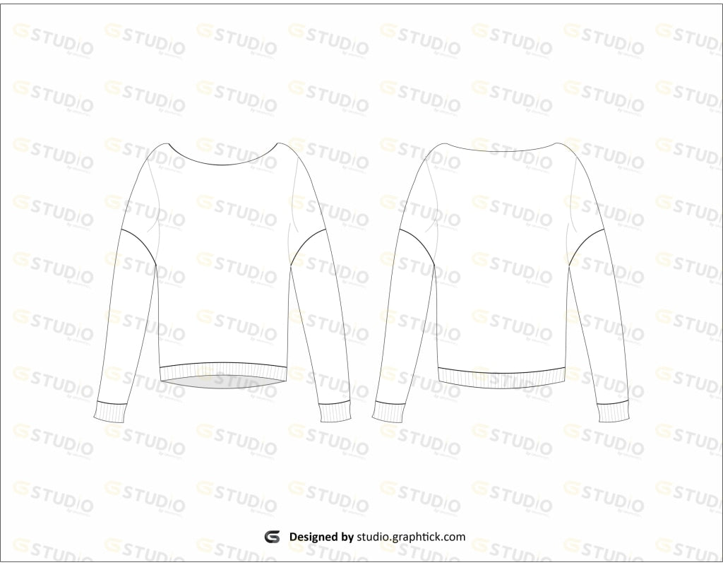 Womens Drop Shoulder Sweatshirt Flat Sketch