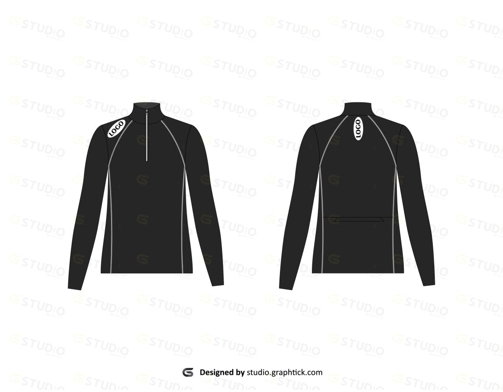 Womens Fitness Mock Neck Long Sleeve Shirt Flat Sketch