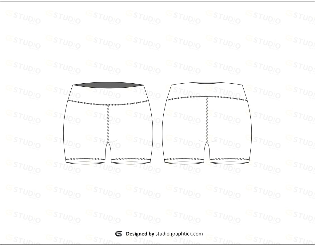 Womens Fitness Shorts Flat Sketch Activewear