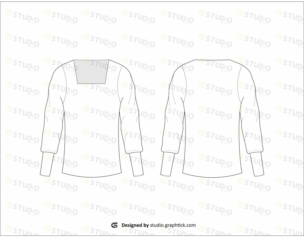 Womens Full Sleeve Jersey Flat Sketch