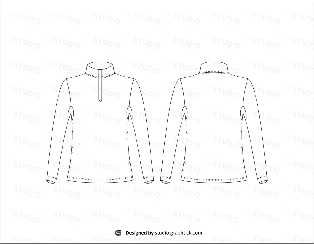 Womens Full Sleeve Rash Guard Flat Sketch Rash Guards & Swim Shirts