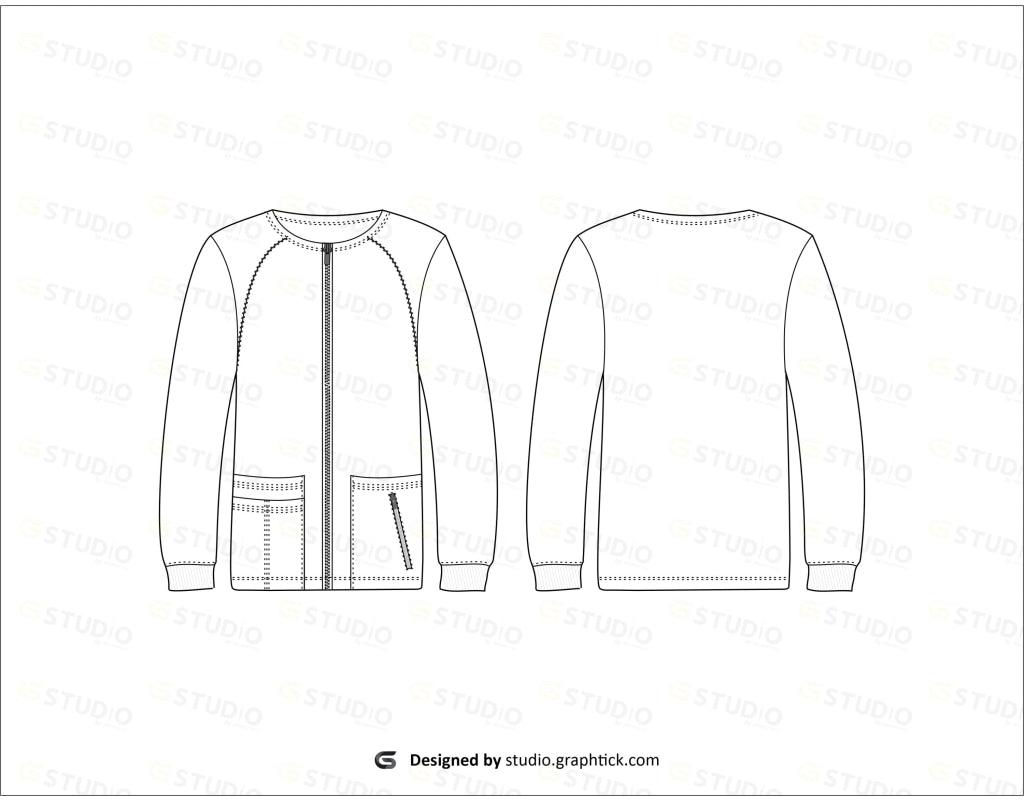 Womens Full Sleeve Scrub Flat Sketch Medical