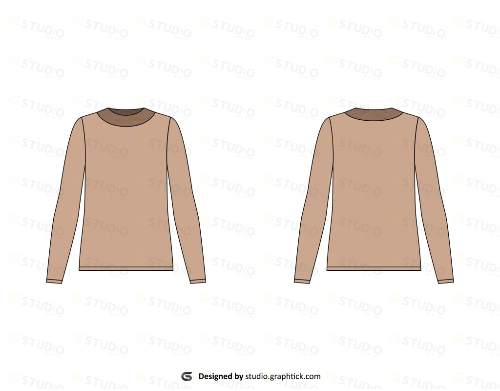 Womens Full Sleeve Top Flat Sketch Tops