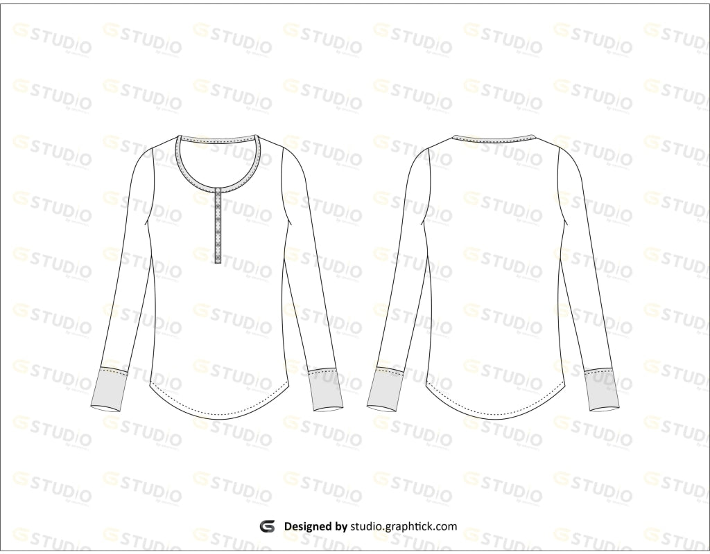 Womens Henley Sweater Flat Sketch