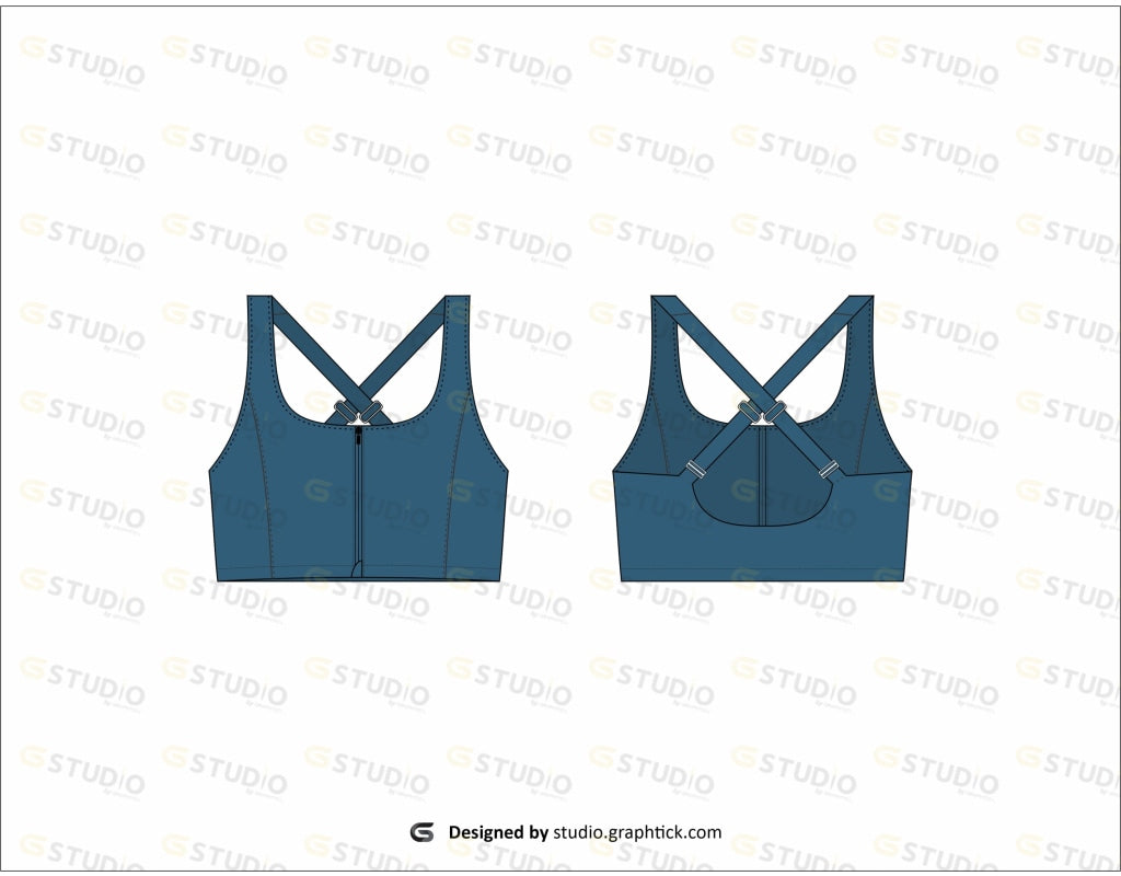 Womens High Impact Bra Flat Sketch Bras